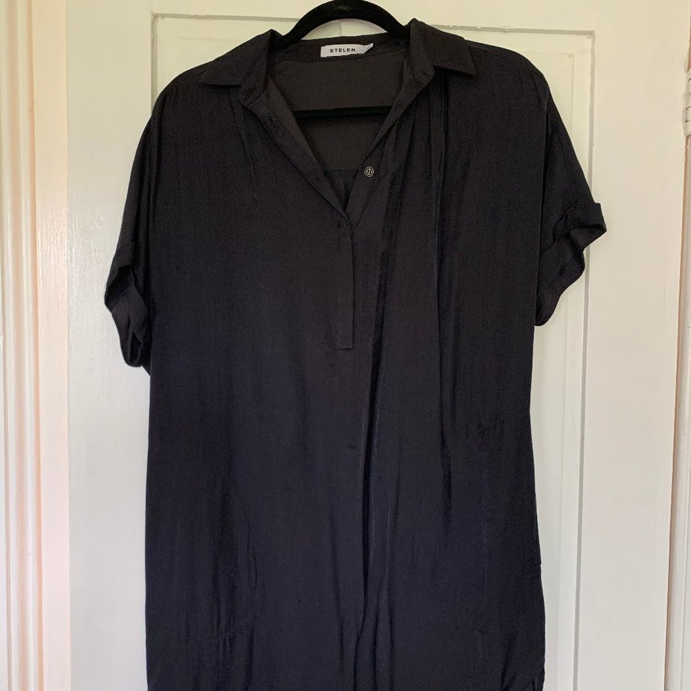 Stelen Black Silk Shirtdress